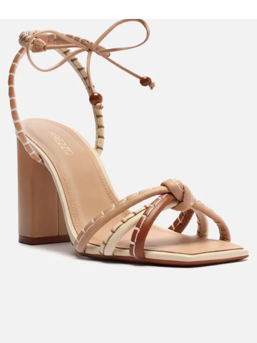 Arezzo Salto Alto neutral block sandal US 9